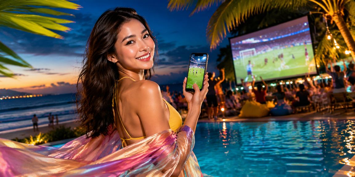 Người chơi theo dõi kèo bóng đá lớn trên bãi biển Vũng Tàu buổi tối